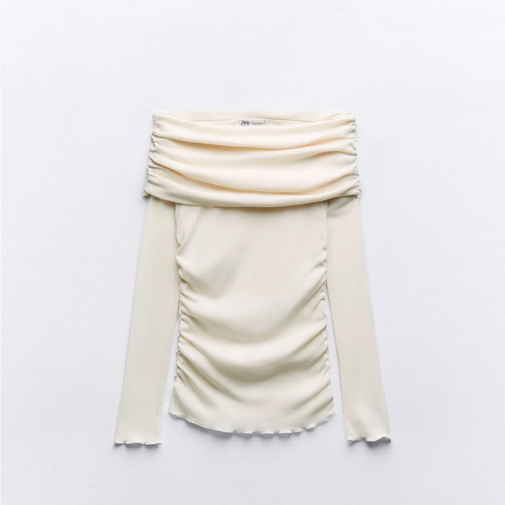 Zara Ivory Semi sheer off the shoulder top